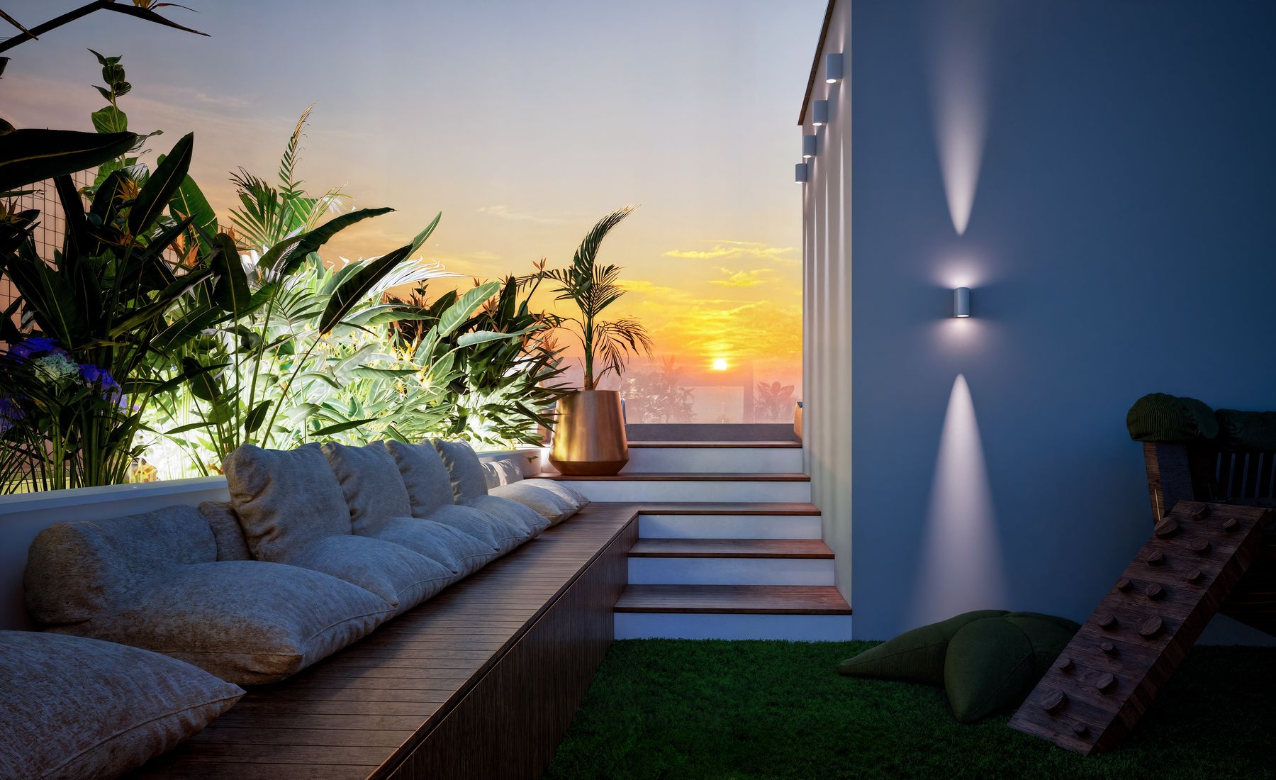Terraço ao pôr-do-sol